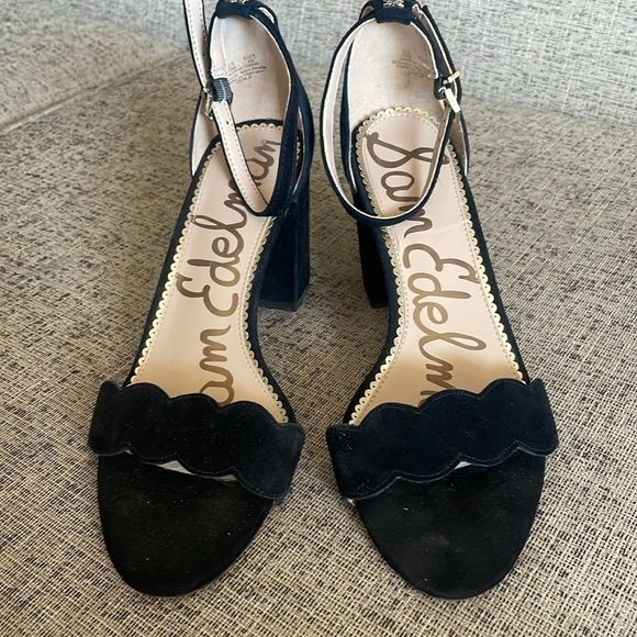 Sam Edleman Odilia Black Suede Scalloped Heels Size 10 - Picture 4 of 12